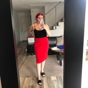 Escada Red Midi Skirt Size L